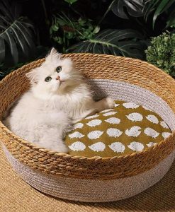 Handwoven Rattan Cat Bed