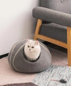 Premium Handmade Felt Cat Bed Cave 100% Merino Wool