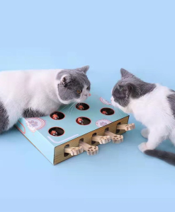 Multi-Hole Mice Puzzle Cat Toy with Scratcher & Grinder