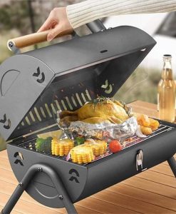 Portable Dual Cooking Area Charcoal Grill – Smoke-Free, Easy Carry BBQ for Outdoor Adventures