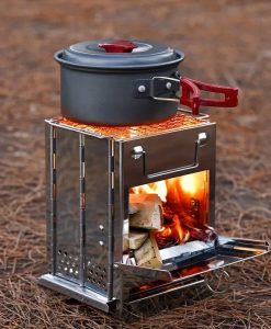 Compact Stainless Steel Folding Wood Stove – Portable BBQ Grill for Outdoor Adventures