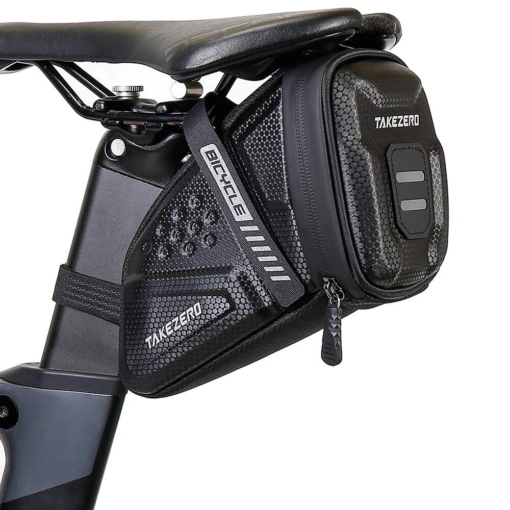 Waterproof Mountain Bike Saddle Bag with Reflective Design and Hardshell Protection - Image 2