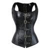 Caudatus Leather Corset Top Woman Zip Leather Corset Buckle Bustier