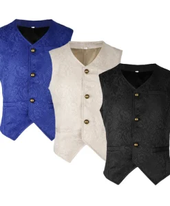 Men's Vintage Steampunk Jacquard Waistcoat Gothic Victorian Gentleman