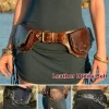 Medieval Steampunk Leather Utility Hip Belt Festival Pocket Viking