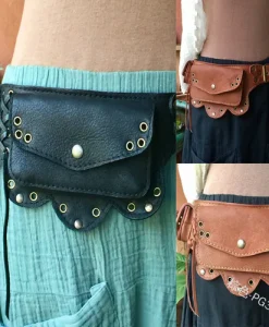 Medieval Viking Leather Utility Hip Bag Steampunk Festival Waist Belt