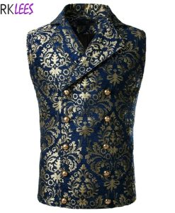 Men's Luxury Brocade Paisley Floral Double Breasted Suit Vest