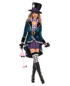Halloween Alice In Wonderland Clock Mad Hatter Cosplay Costume Sexy
