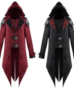 2 Colors Assassin Cosplay Medieval Retro Men's Street Costume Hooded