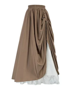 Women Renaissance Medieval Skirt Elastic Waist Party Gothic Skirt
