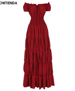 Halloween Woman Medieval Princess Flare Sleeve Dress Polyester