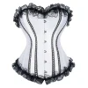 Corset Woman Vintage Satin Corsets Lace Trim Boned Bustier Renaissance