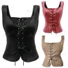 Medieval Women Vintage Suede Style Corset Top Victorian Pirate Lady