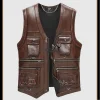 2024 Autumn Winter Leather Vest Men's Zipper Waistcoat Steampunk