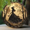 Witch Faux Foil Stamping Papercut Art Round Painting