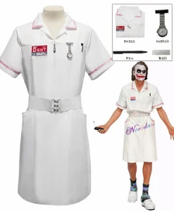 Horror Scary Movie Arkham Dark Knight Clown Joker Nurse Uniform Dress