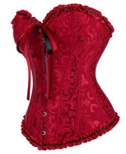 Women Corsets Top Floral Bustiers Lace Up Boned Corset Vintage