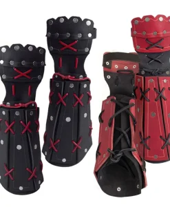 Medieval Samurai Faux Leather Arm Armor Bracer Long Gloves Men Viking