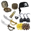 Pirate Captain Cosplay Costume Props Hat Hook Skeleton Eye Patch Kids