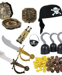 Pirate Captain Cosplay Costume Props Hat Hook Skeleton Eye Patch Kids