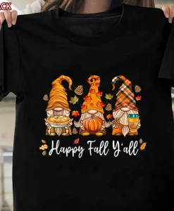 Happy Fall Y'all Gnome Pumpkin Truck Autumn Thanksgiving T-Shirt, Tee