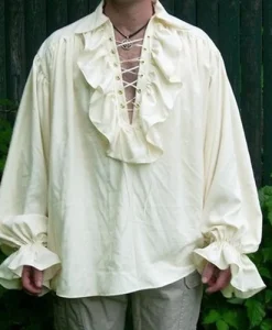 Mens Renaissance Costume Ruffled Long Sleeve Lace Up Medieval