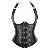 Faux Leather Corsets Underbust Up Lingerie Women Top Strap Corselet