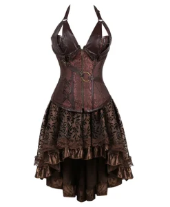 Leather Pirate Corset Women Dress Steampunk Bustier Gothic Corsage