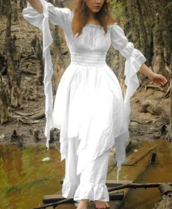Vintage Victorian Medieval Dress White Renaissance Dress Women Gothic