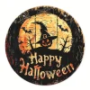 Creative Circular Black Cat Wooden Plaque Halloween Wreaths Wall Decor