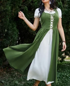 Fashionable and Sophisticated Women Renaissance 2pcs Set Dress Square