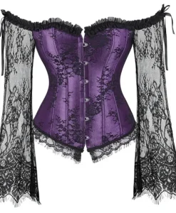 Corset Tops for Women with Sleeves Victorian Retro Burlesque Lace