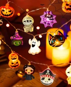 Halloween Party LED String Lights Pumpkin Ghost Spider Web Hanging