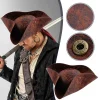 Faux Leather Pirate Hat Captain Hat Brown for Adult Men Women Cosplay