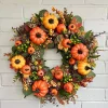 40cm Fall Wreaths for Front Door Autumn Wreath with Berry Pumpkin