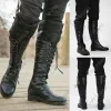 Medieval Steampunk Cosplay Boots Men Winter Larp Viking Pirate PU