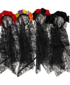 Black Veil Halloween Rose Flower Headband Costume Cosplay Wedding