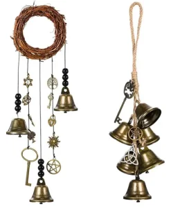 Witch Bells Protection Door Hangers Witch Wind Chimes Wreath Handmade