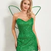 Women Fairy Tinker Bell Forest Princess Costume Cosplay Green Dress Up