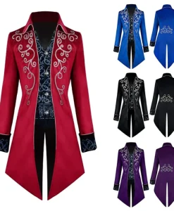 Halloween Men's Retro Gothic Tuxedo Coat Victorian Steampunk Coat