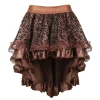 Women Gothic Floral Lace Corset Skirt Steampunk Brown Pirate Skirts